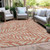 9' X 12' Salmon And Gray Floral Washable Indoor Outdoor Area Rug