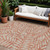 9' X 12' Salmon And Gray Floral Washable Indoor Outdoor Area Rug