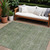 8' X 10' Olive Green And Beige Floral Washable Indoor Outdoor Area Rug - Olive Green, Beige