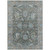 9' X 12' Fern Green And Denim Blue Floral Washable Indoor Outdoor Area Rug