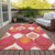 9' X 12' Pink Mauve And Orange Ogee Washable Indoor Outdoor Area Rug