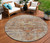 8' Coral Terra Cotta And Beige Round Floral Washable Indoor Outdoor Area Rug