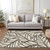 9' X 12' Chocolate And Beige Floral Washable Indoor Outdoor Area Rug
