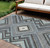 9' X 12' Pewter Charcoal And Sky Blue Tribal Washable Indoor Outdoor Area Rug