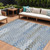 10' X 14' Denim Blue Gray And Ivory Floral Washable Indoor Outdoor Area Rug