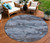 8' Blue And Charcoal Round Abstract Washable Indoor Outdoor Area Rug