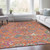 10' X 14' Orange Blue And Pink Floral Washable Indoor Outdoor Area Rug
