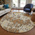 8' Copper Gold And Ivory Round Striped Washable Indoor Outdoor Area Rug
