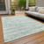 10' X 14' Mint Green Ivory And Pale Aqua Striped Washable Indoor Outdoor Area Rug
