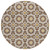 8' Chocolate Ivory And Gold Round Floral Medallion Washable Indoor Outdoor Area Rug