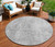 8' Gray Silver And Charcoal Round Abstract Washable Indoor Outdoor Area Rug Transitional Style - Gray, Silver, Charcoal Color