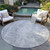8' Gray Silver And Charcoal Round Abstract Washable Indoor Outdoor Area Rug Transitional Style - Gray, Silver, Charcoal Color