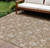 9' X 12' Copper And Beige Floral Washable Indoor Outdoor Area Rug