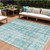 9' X 12' Teal Blue And Ivory Abstract Washable Indoor Outdoor Area Rug - 608219351939