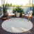 8' Beige Tan And Ivory Round Floral Washable Indoor Outdoor Area Rug