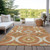 10' X 14' Orange Copper And Gray Medallion Washable Indoor Outdoor Area Rug