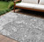 8' X 10' Gray And Ivory Abstract Washable Indoor Outdoor Area Rug Transitional Style - Gray, Ivory Color