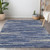9' X 12' Navy Blue And Ivory Striped Washable Indoor Outdoor Area Rug Transitional Style - Navy Blue, Ivory Color