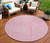 8' Pink And Ivory Round Geometric Washable Indoor Outdoor Area Rug Transitional Style - Pink, Ivory Color