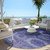 8' Purple And Beige Round Medallion Washable Indoor Outdoor Area Rug