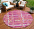 8' Blush Pink And Orange Round Striped Washable Indoor Outdoor Area Rug