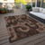 9' X 12' Chocolate And Beige Geometric Washable Indoor Outdoor Area Rug - Chocolate, Beige