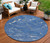 8' Blue Ivory And Gold Round Abstract Washable Indoor Outdoor Area Rug