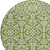 8' Olive Green And Ivory Round Damask Washable Indoor Outdoor Area Rug
