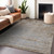 9' X 12' Taupe And Denim Blue Abstract Washable Indoor Outdoor Area Rug
