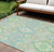 10' X 14' Mint Green Blue And Ivory Oriental Washable Indoor Outdoor Area Rug