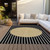 10' X 14' Black And Beige Striped Washable Indoor Outdoor Area Rug