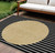 10' X 14' Black And Beige Striped Washable Indoor Outdoor Area Rug