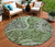 8' Olive Green Charcoal And Gray Round Floral Medallion Washable Indoor Outdoor Area Rug