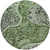 8' Olive Green Charcoal And Gray Round Floral Medallion Washable Indoor Outdoor Area Rug