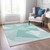 9' X 12' Mint Green And Aqua Geometric Washable Indoor Outdoor Area Rug