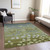 9' X 12' Olive Green And Gray Floral Washable Indoor Outdoor Area Rug