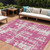 10' X 14' Blush And Ivory Abstract Washable Indoor Outdoor Area Rug - Blush, Ivory
