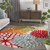 10' Green Orange And Red Round Indoor Outdoor Area Rug