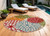10' Green Orange And Red Round Indoor Outdoor Area Rug