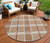 8' Copper Gold And Gray Round Plaid Washable Indoor Outdoor Area Rug