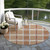 8' Copper Gold And Gray Round Plaid Washable Indoor Outdoor Area Rug