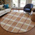8' Copper Gold And Gray Round Plaid Washable Indoor Outdoor Area Rug