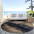 8' Charcoal Tan And Beige Round Abstract Washable Indoor Outdoor Area Rug