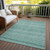 10' X 14' Turquoise And Aqua Striped Washable Indoor Outdoor Area Rug