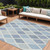 10' X 14' Sky Blue And Ivory Geometric Washable Indoor Outdoor Area Rug Transitional Style - Sky Blue, Ivory Color