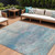 10' X 14' Aqua And Beige Abstract Washable Indoor Outdoor Area Rug - Aqua, Beige