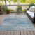 10' X 14' Aqua And Beige Abstract Washable Indoor Outdoor Area Rug - Aqua, Beige