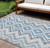 9' X 12' Navy Blue And Denim Blue Geometric Washable Indoor Outdoor Area Rug Transitional Style - Navy Blue, Denim Blue Color