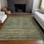 9' X 12' Fern Green And Charcoal Striped Washable Indoor Outdoor Area Rug