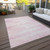 8' X 10' Pink And Gray Striped Washable Indoor Outdoor Area Rug